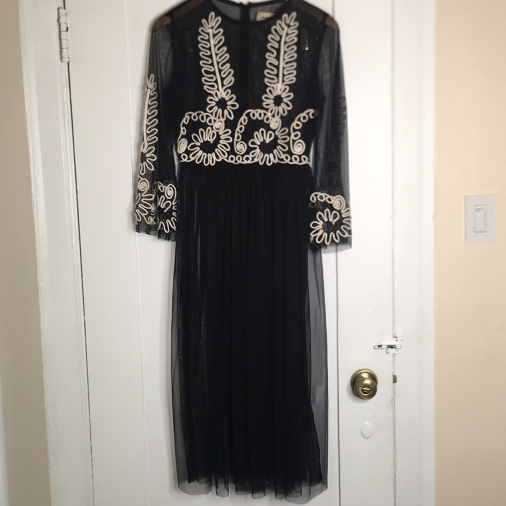 Lace and Beads long sleeve mesh dress